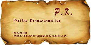 Peits Kreszcencia névjegykártya